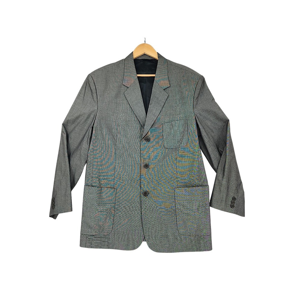 BCBG MaxAzria Blazer 44 Men Gray 3 Button Cotton Sport Coat 1/4 Lined Jacket